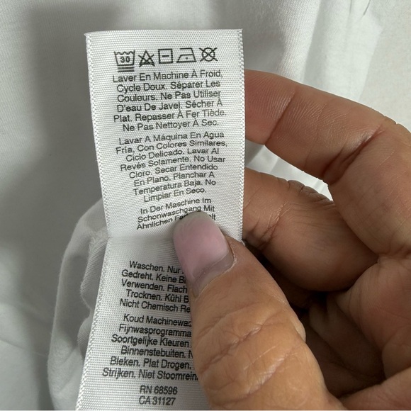 DKNY White Short Sleeve Shirt W/DKNY Logo In Silver Rhinestones, Size Large, NWT - Picture 11 of 16